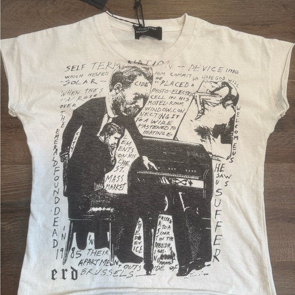 ERD White Graphic Tee with Artistic Print - Picture 1 of 6